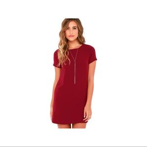Lulus Shift and Shout Wine Red Shift Dress XS